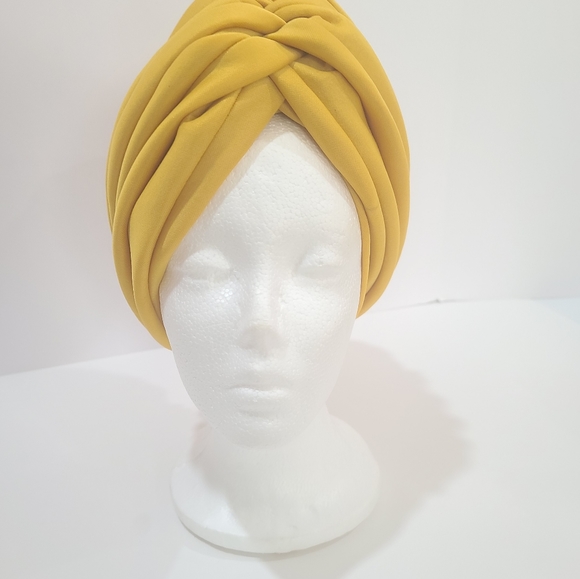 Handmade Pre-styled African Head Wrap, Yellow - Picture 9 of 12